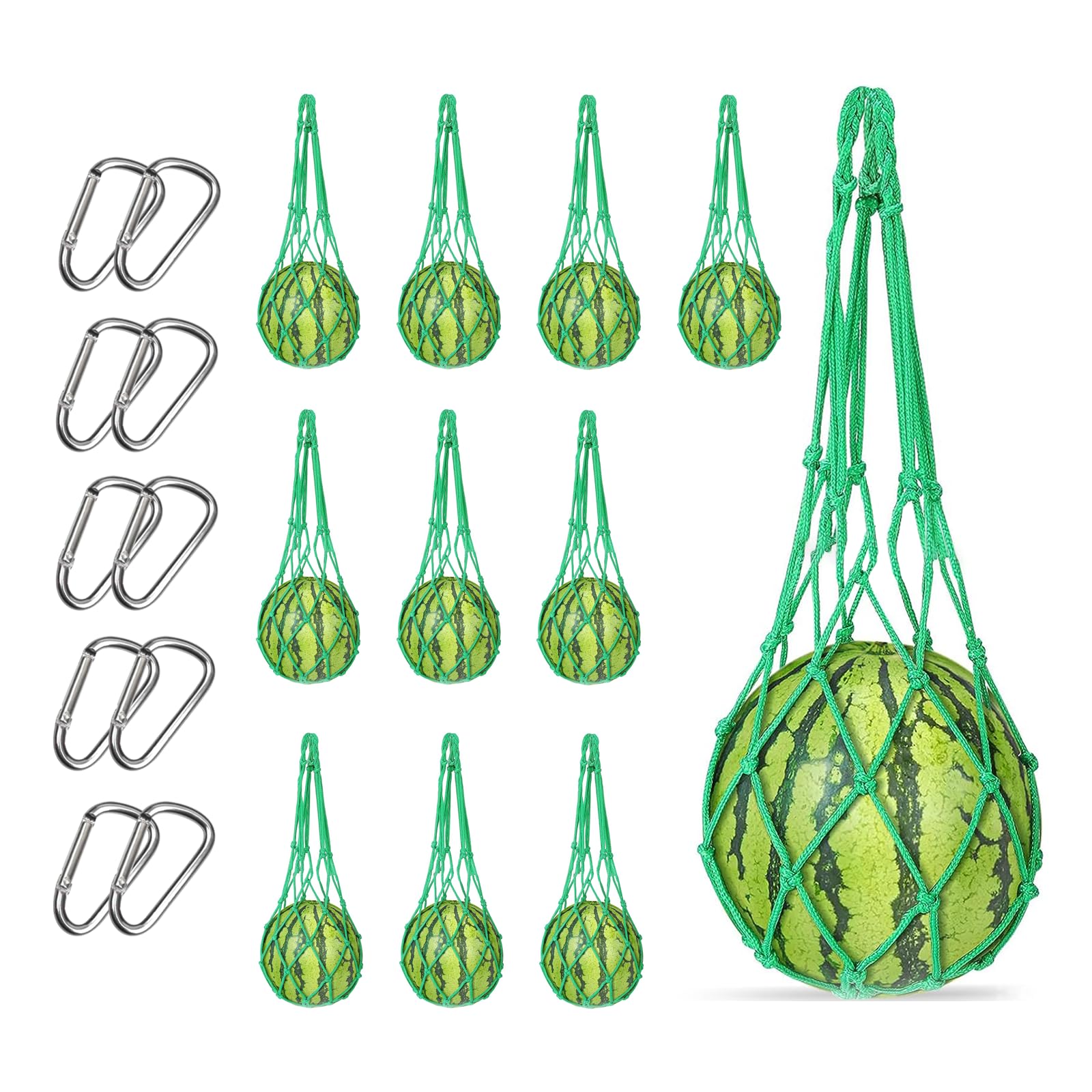 MYSENLAN melon hammock net securely cradling a fruit on a trellis