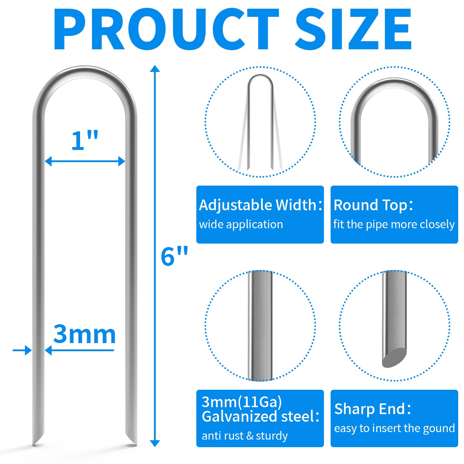 MySit 11GA galvanized steel stake shows thick, durable construction.