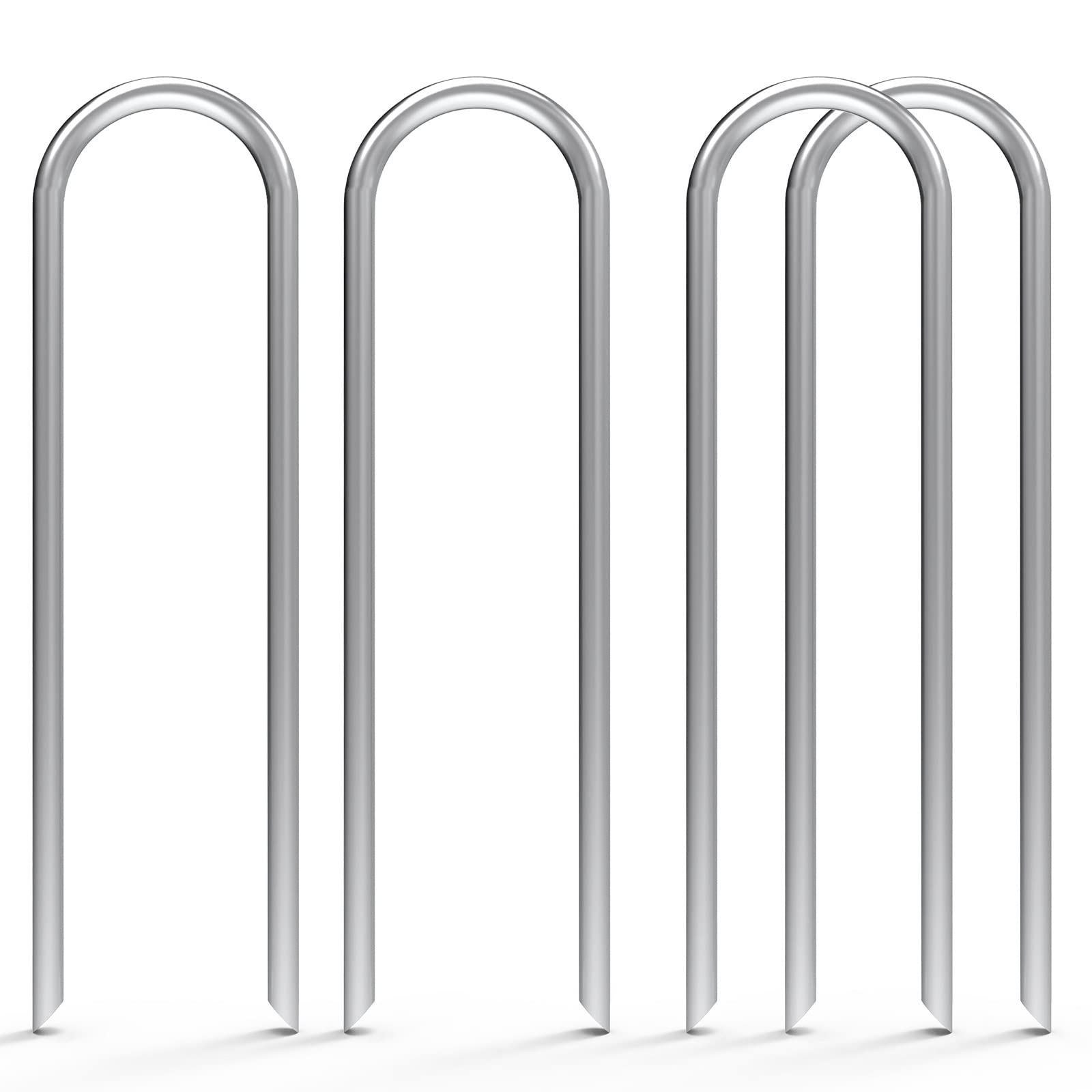 MySit 6-inch U-shaped garden stake in soil provides strong, reliable support for drip lines.