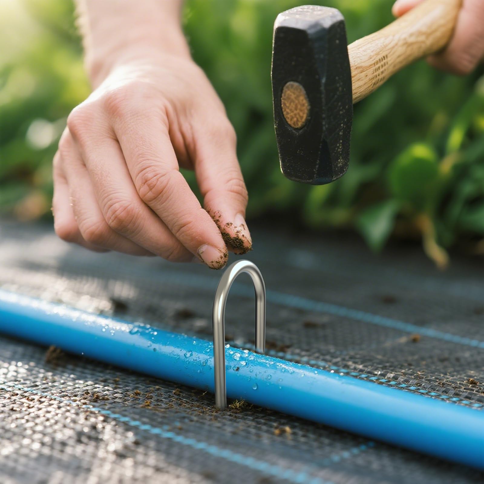 MySit galvanized finish stake shows rust resistance for long-lasting outdoor use.