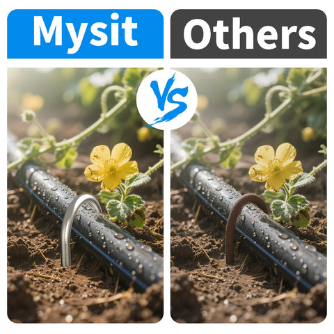MySit stake driven into ground demonstrates easy penetration in tough soil.