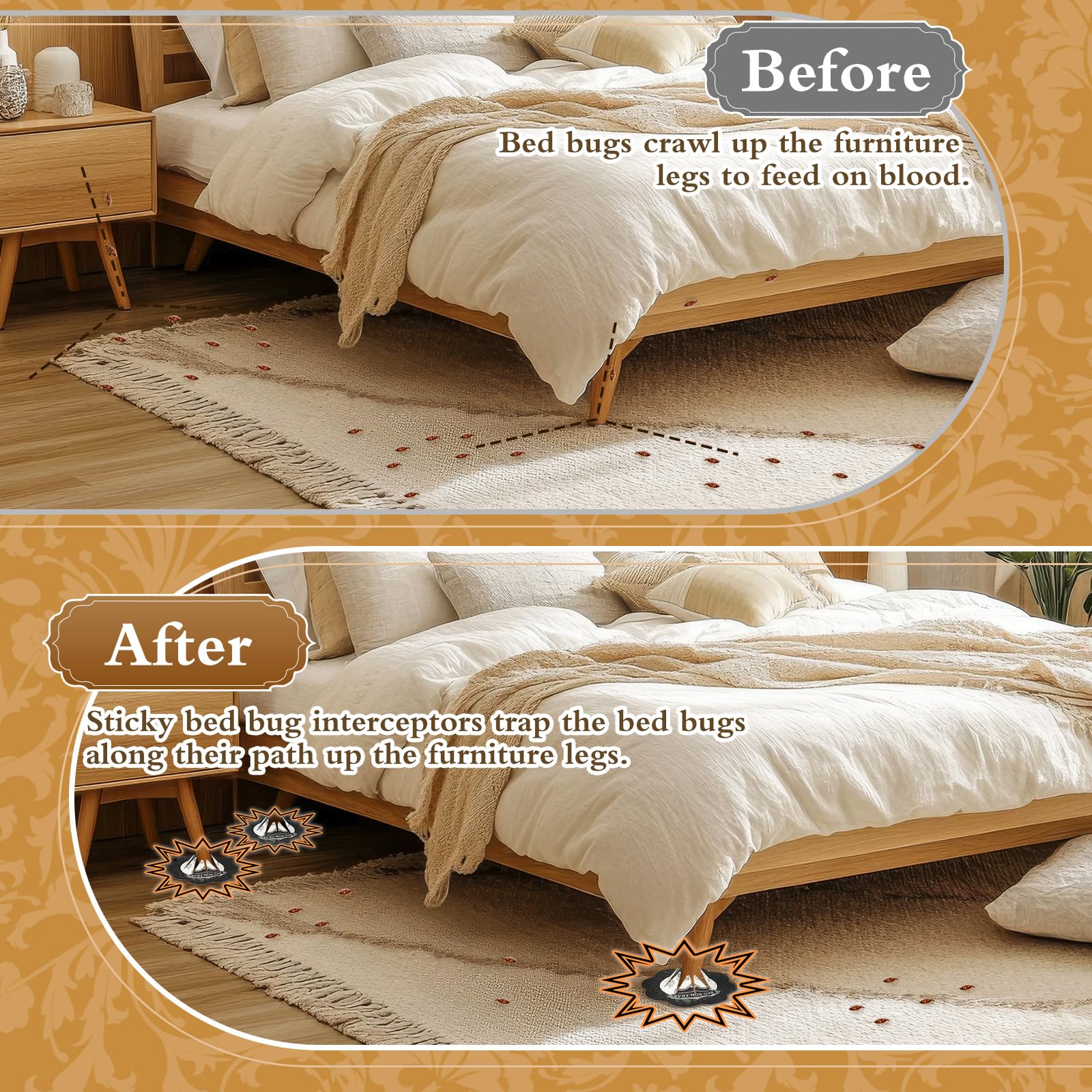 Mysora 16-pack bed bug traps for multiple rooms and ongoing monitoring.