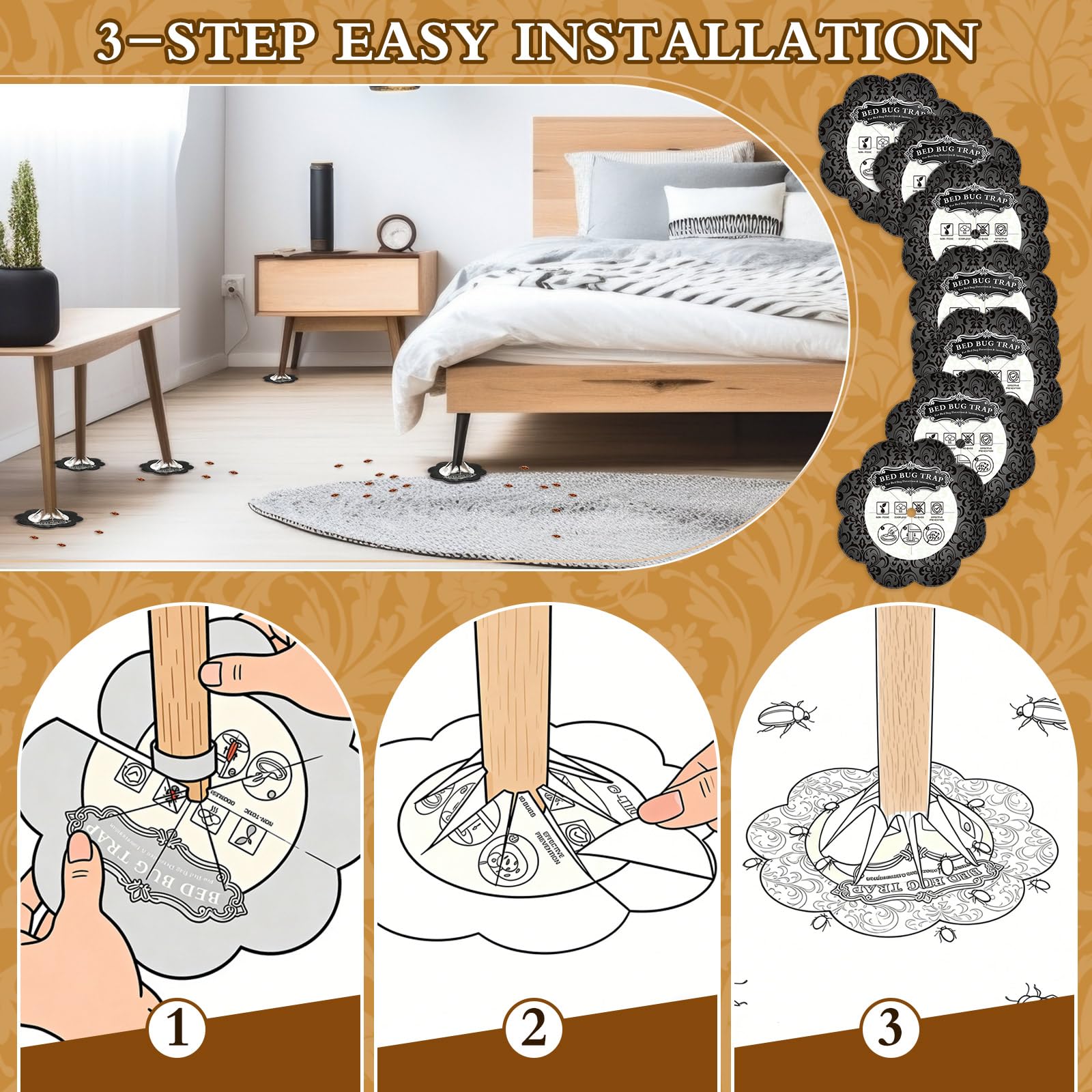 Mysora adhesive bed bug trap quickly captures pests without chemicals.