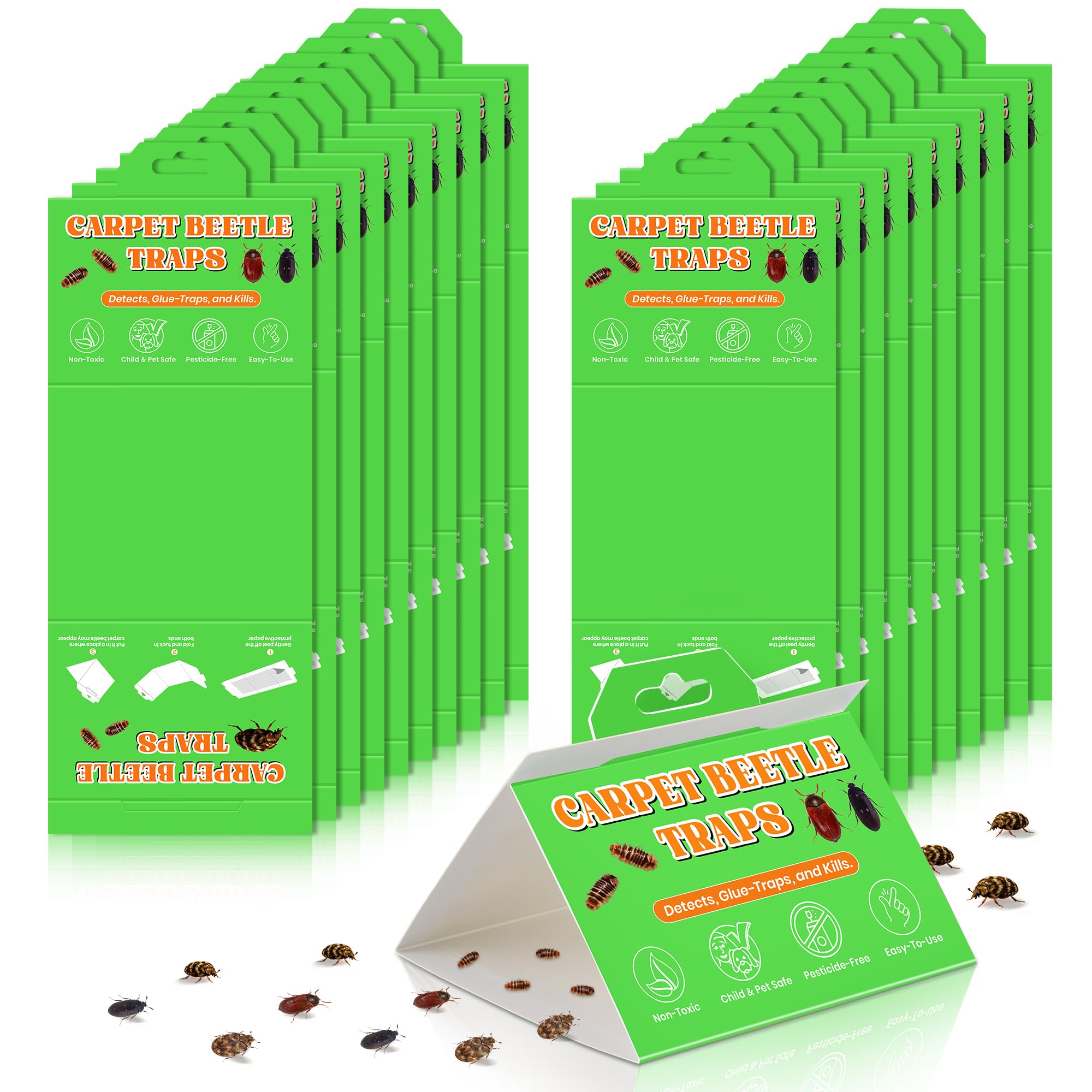 Mysora 20-pack carpet beetle traps ready for quick setup and monitoring.