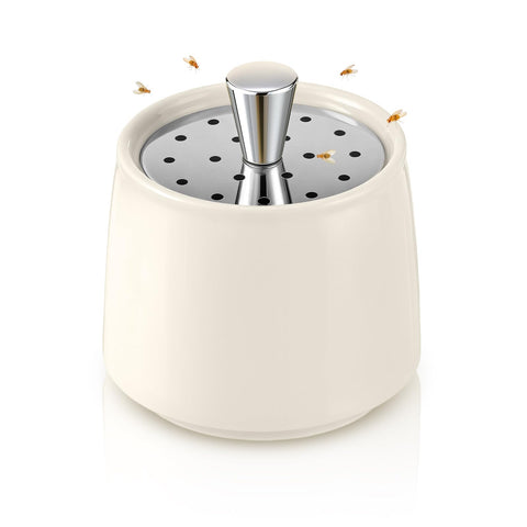 Mysora ceramic fruit fly trap jar on counter attracts flies for a clean kitchen.
