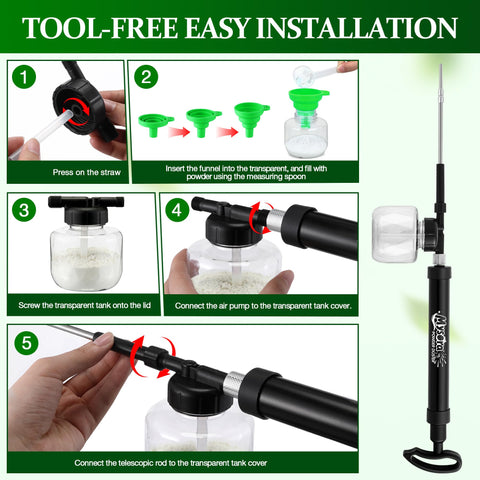 Mysora diatomaceous earth duster folding funnel enables quick refills.