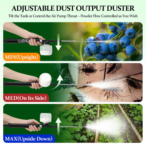 Mysora diatomaceous earth duster transparent tank shows remaining powder clearly.