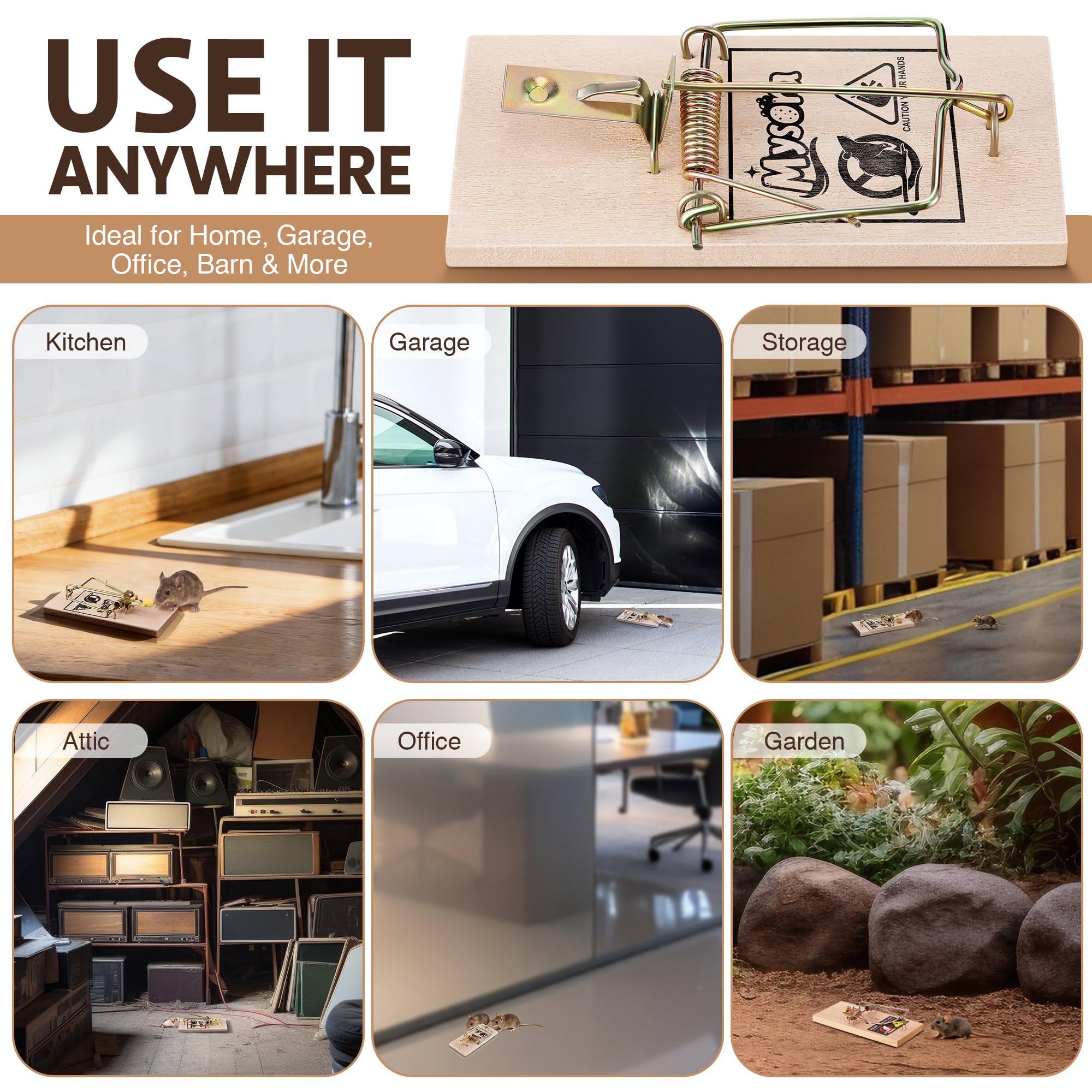 Mysora captures mice and small rats safely for indoor and outdoor use.