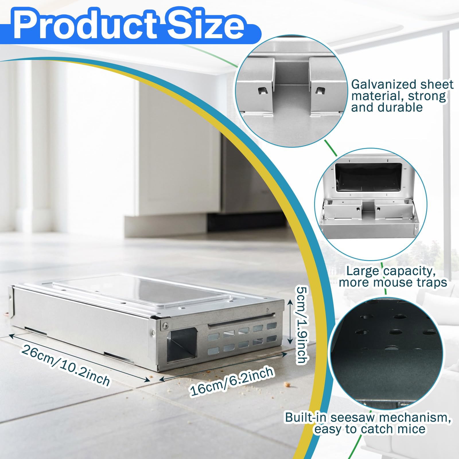 Mysora silver galvanized mouse trap resists rust indoors and outdoors