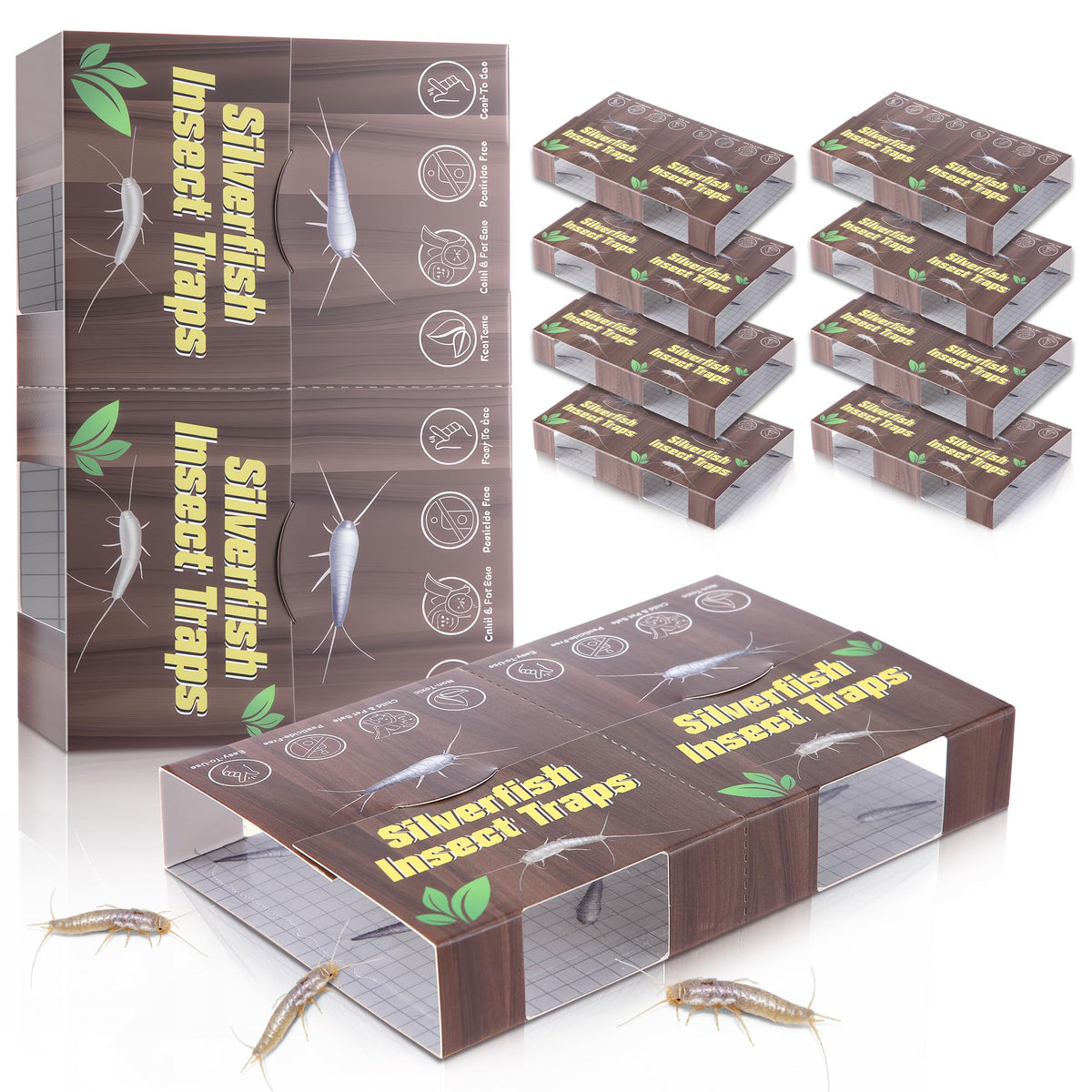 Mysora wood-grain silverfish traps blend discreetly with home decor.