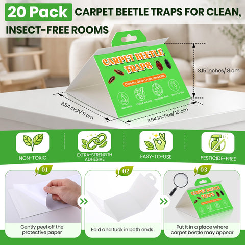 Mysora triangular carpet beetle trap setup for quick, stable placement.