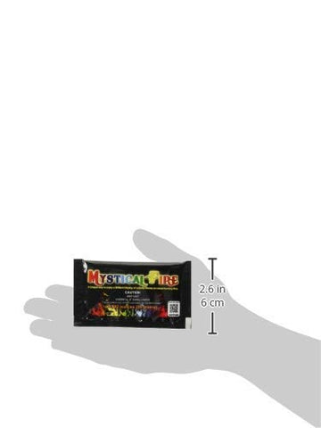 Mystical Fire color changing packets in an indoor fireplace create a magical glow.