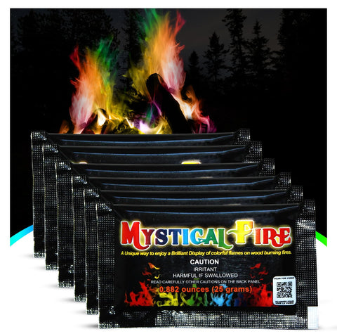 Mystical Fire color packets create a blue flame for dramatic backyard ambiance.
