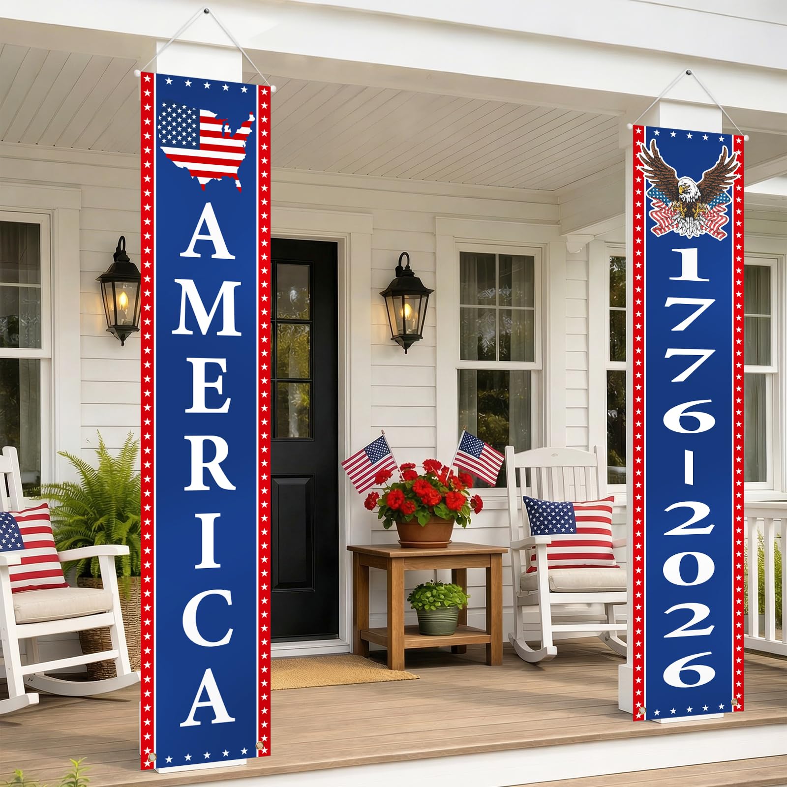 Mythcloud front porch banner 4th of July 2-pack for festive curb appeal.