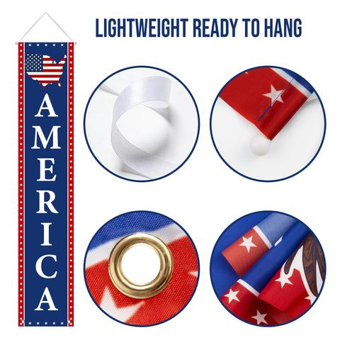 Mythcloud patriotic banner for indoor and outdoor decor.
