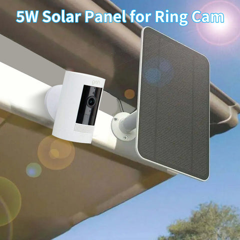 Mytions solar panel aligned to sun with 360-degree bracket for steady camera power.