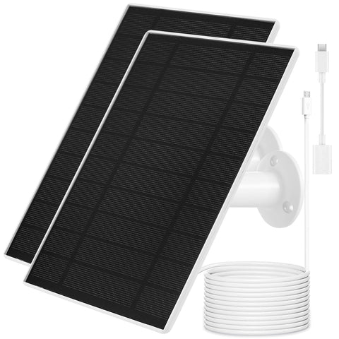Mytions solar panel charger for Arlo Essentials 2K Outdoor keeps cameras powered outdoors.