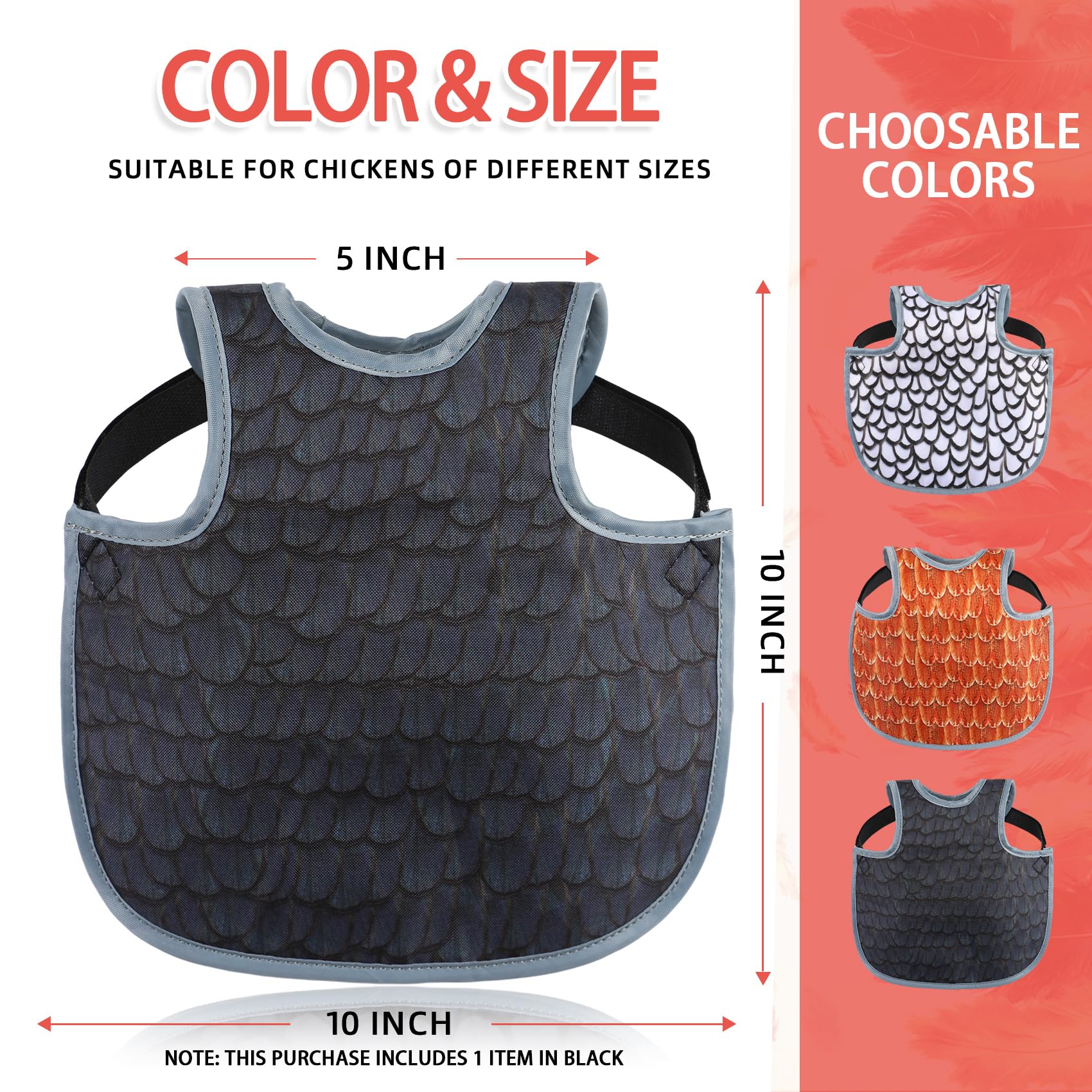 MYWSN chicken apron with adjustable strap securing a secure fit on a hen