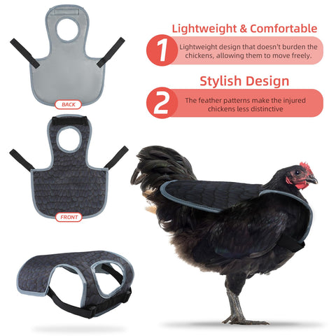 MYWSN chicken feather-pattern design, visually blends with flock and supports recovery.