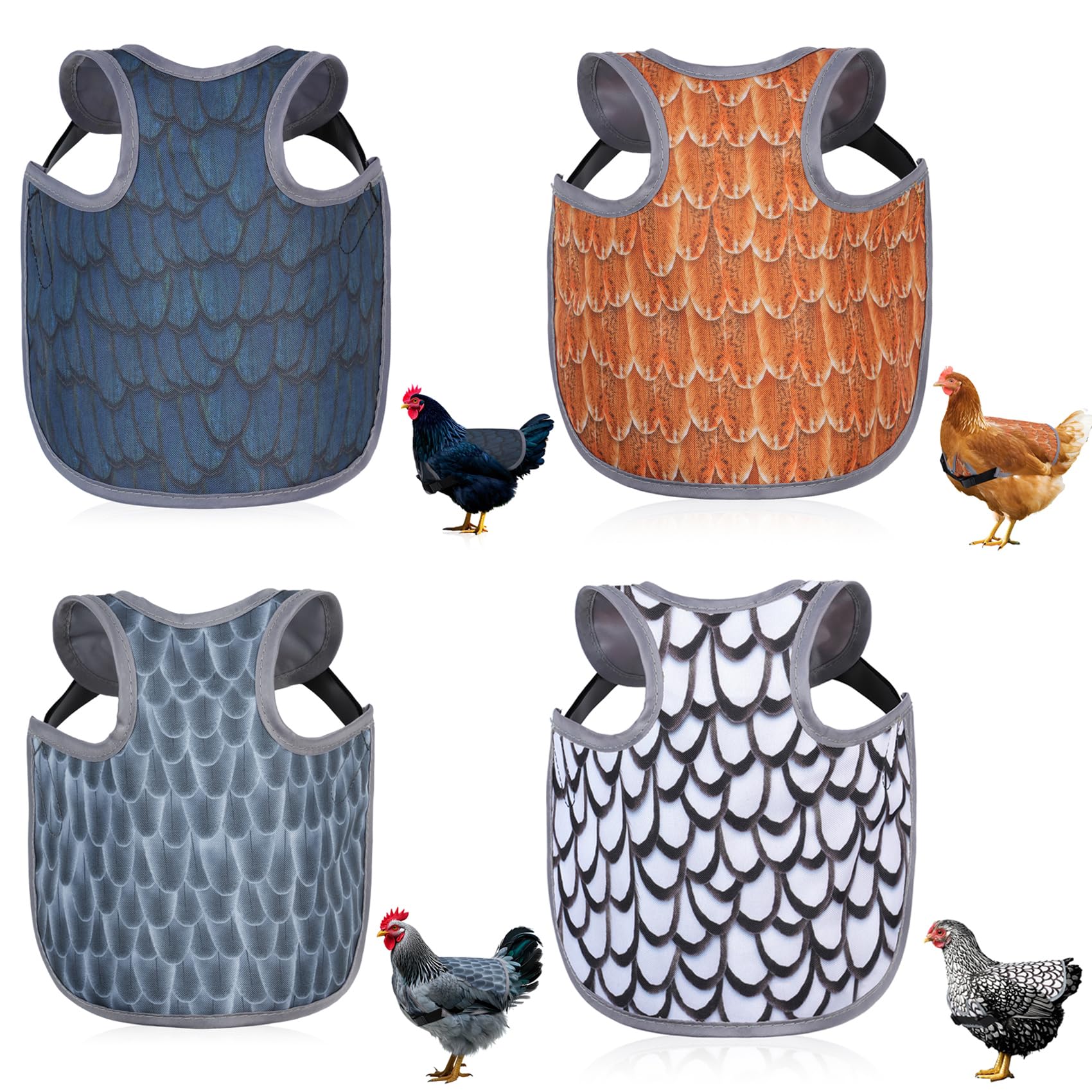 MYWSN chicken saddle back protector in black shields hens from feather pecking.