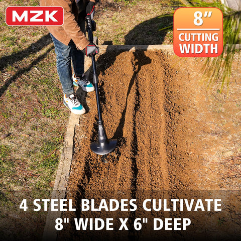 MZK 360RPM electric tiller delivering steady power for tilling.