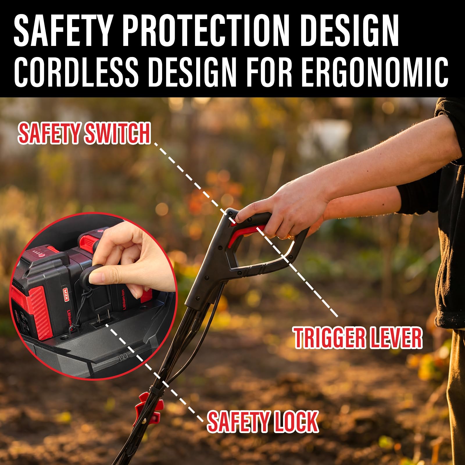 MZK safety switch helps prevent accidental operation.