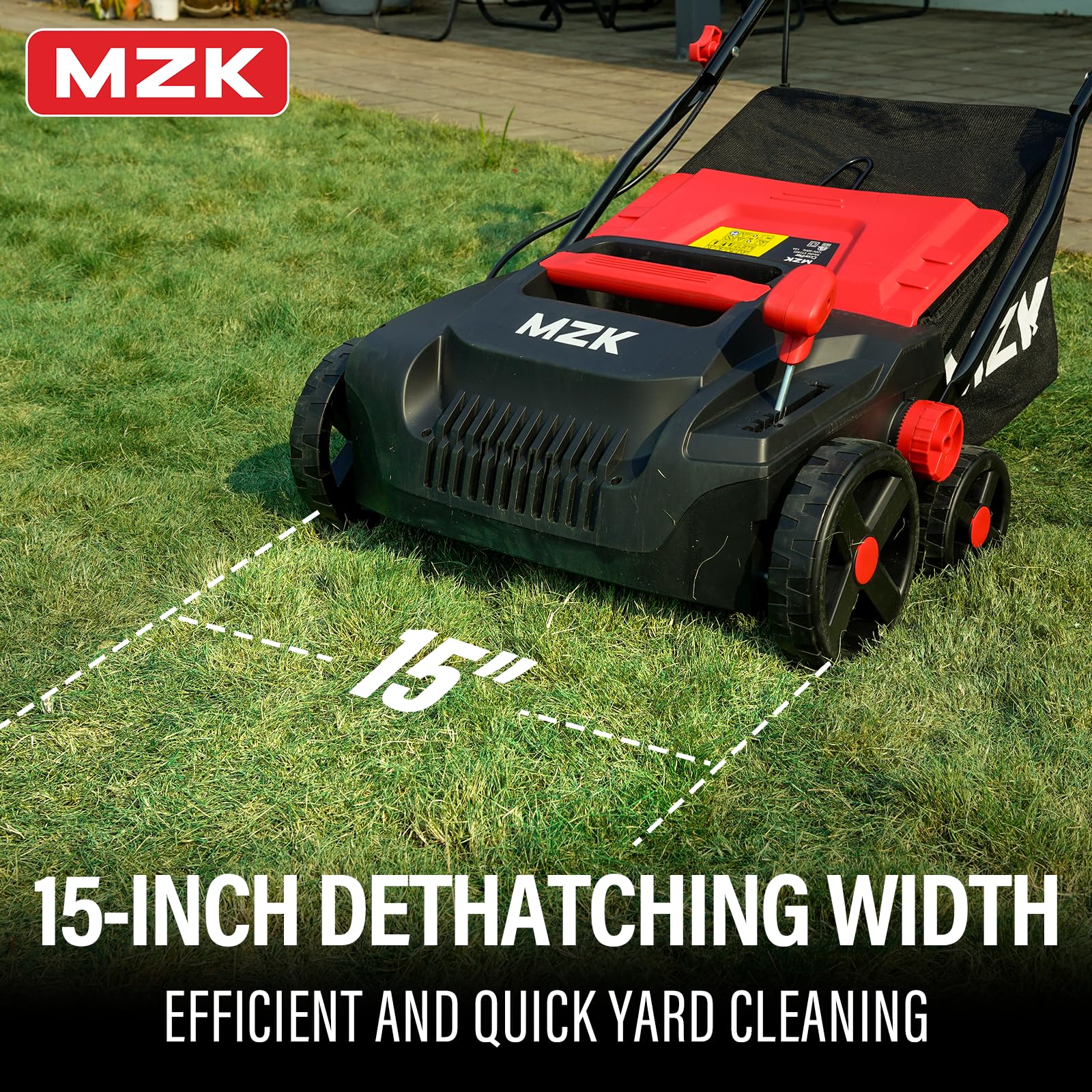 MZK 45-liter collection bag catches debris during dethatching