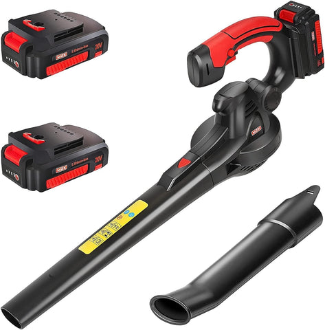 MZK cordless leaf blower front view highlights portable power for quick yard cleanup.