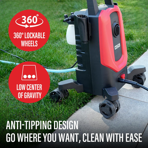 MZK anti-tipping technology stabilizes the machine during outdoor cleaning