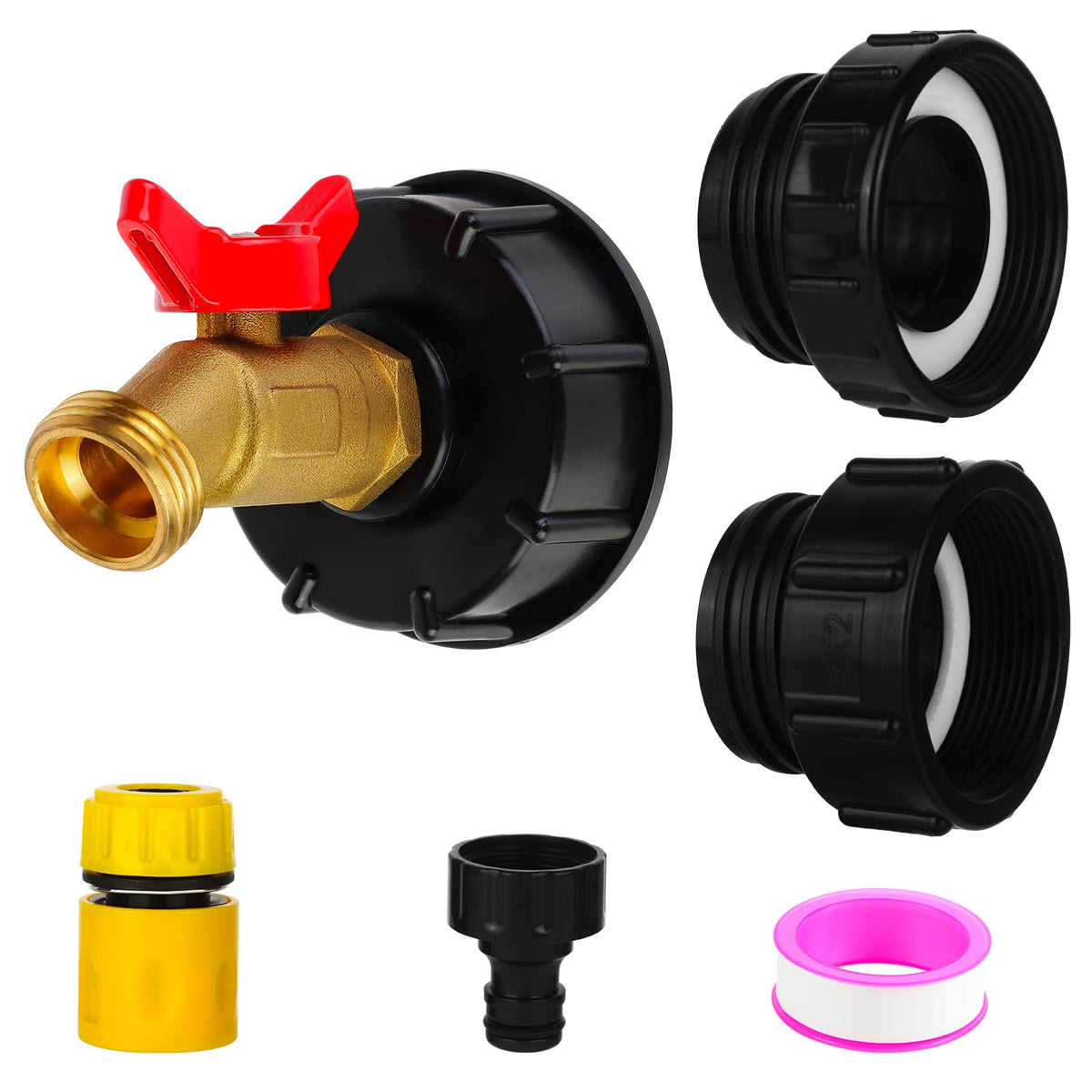 Mzcvriru IBC tote adapter with 2.44-inch fine thread for fast drainage.