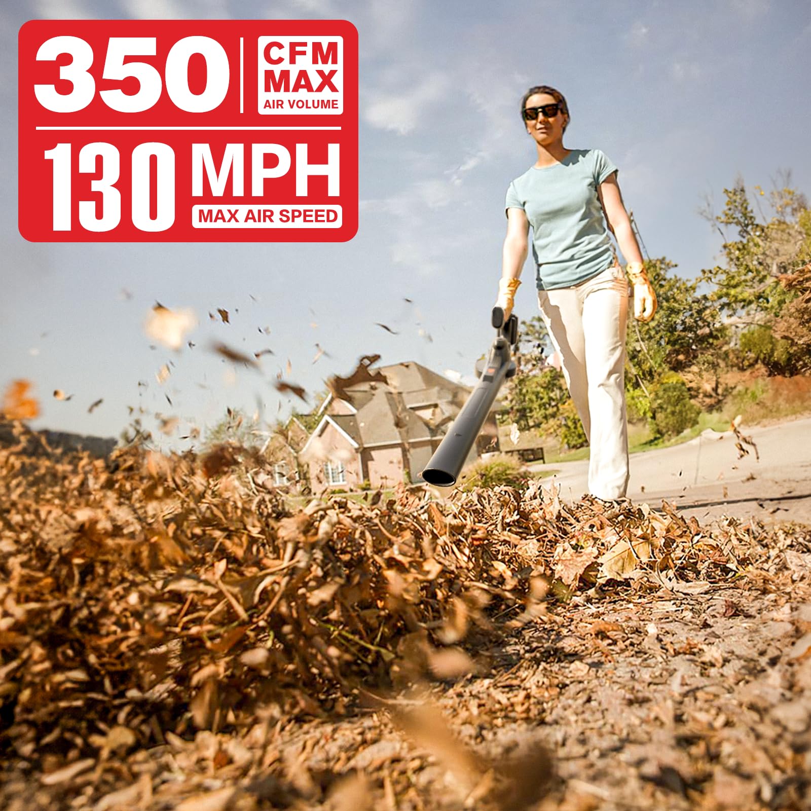 MZK cordless leaf blower side view showing compact design for one-hand operation.