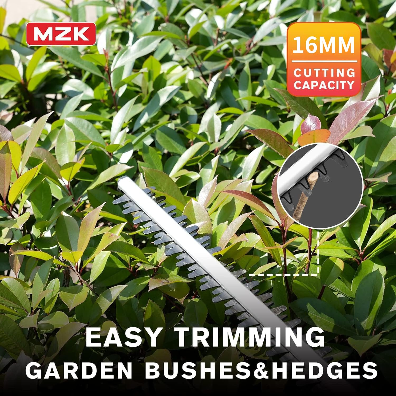 MZK adjustable head offers 0–180 degree angles for precise pruning