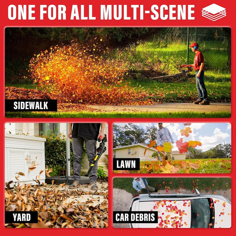 MZK leaf blower in garden use delivers strong airflow to clear leaves.