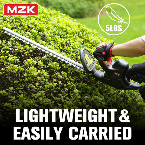 MZK lightweight 5lb design enables easy maneuvering around shrubs.