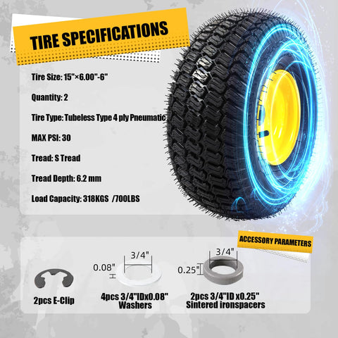MZREXN 4-ply tubeless tire reduces maintenance and provides steady traction.