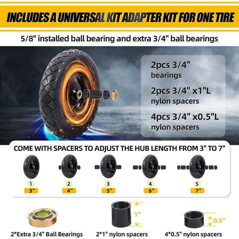 MZREXN 5/8-inch axle bore fits common axles.