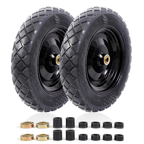 MZREXN flat-free 15-inch tire ready for yard work.