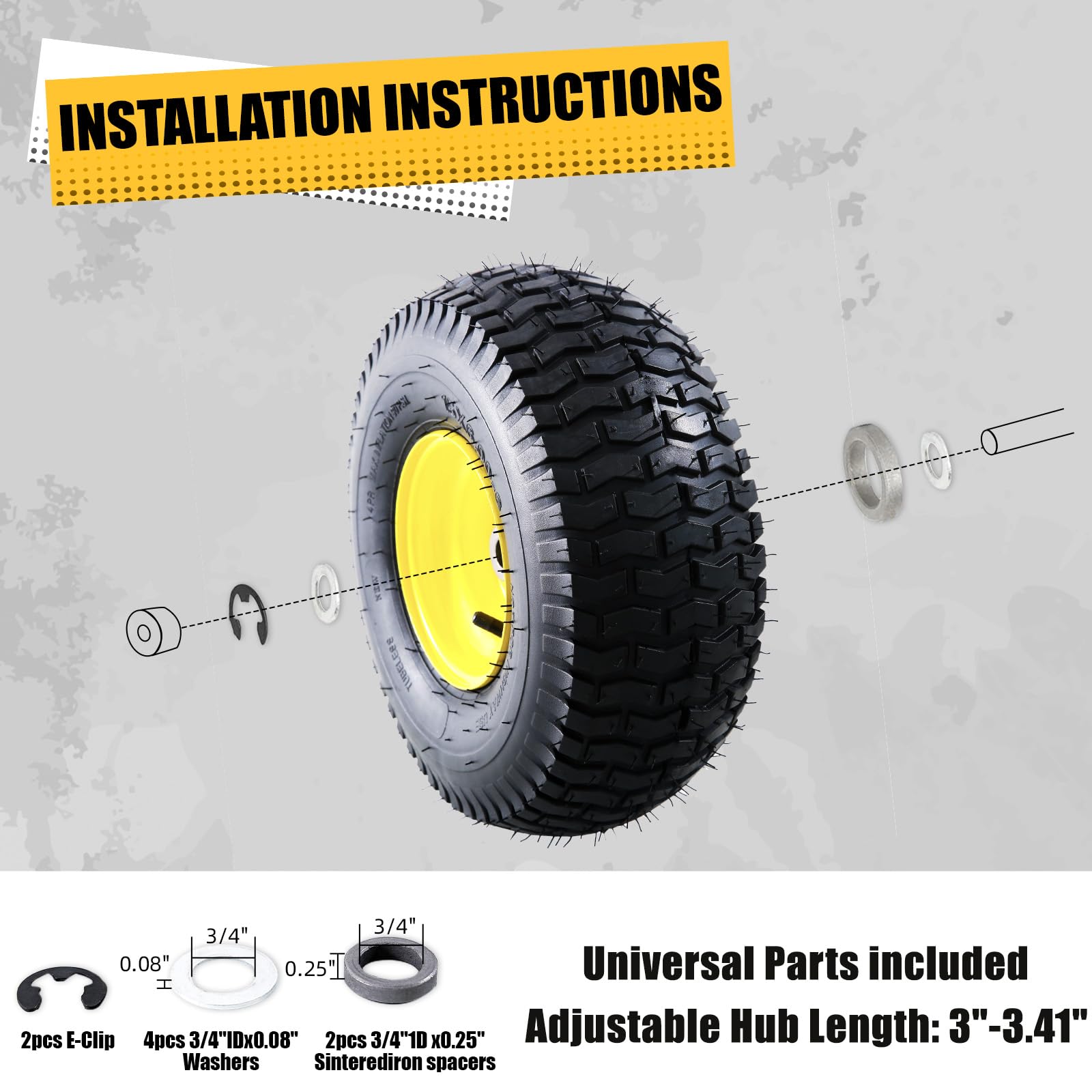 MZREXN 15x6-6 front tire with 3/4 inch bearings