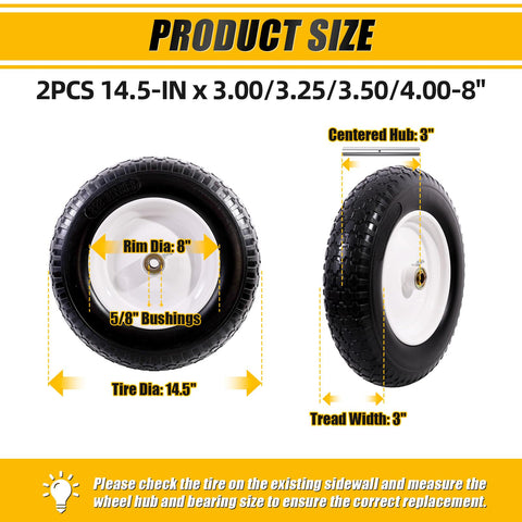 MZREXN solid 14.5-inch wheel side view highlighting puncture-proof performance.