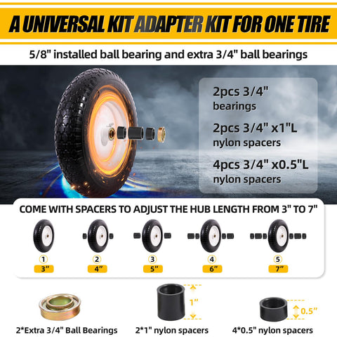 MZREXN universal adapter kit demonstrates hub range compatibility for various carts.