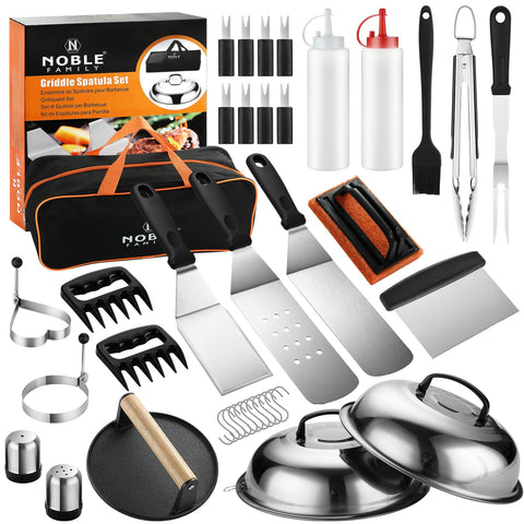 N NOBLE FAMILY 38pcs griddle kit wide shot for organized outdoor cooking