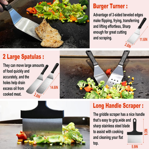 N NOBLE FAMILY short grill spatula with edge for precise cutting and control
