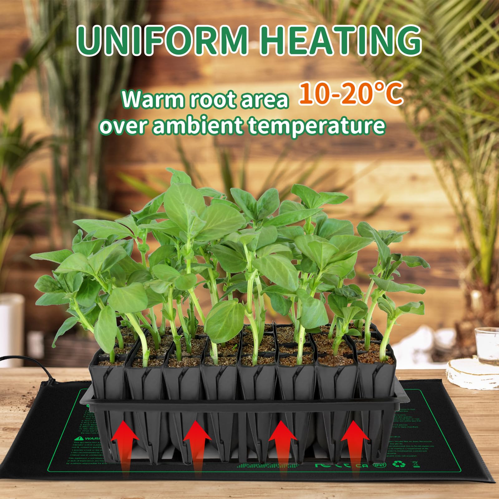 Nacaro Seedling Heat Mat 3-Pack warm surface supports germination