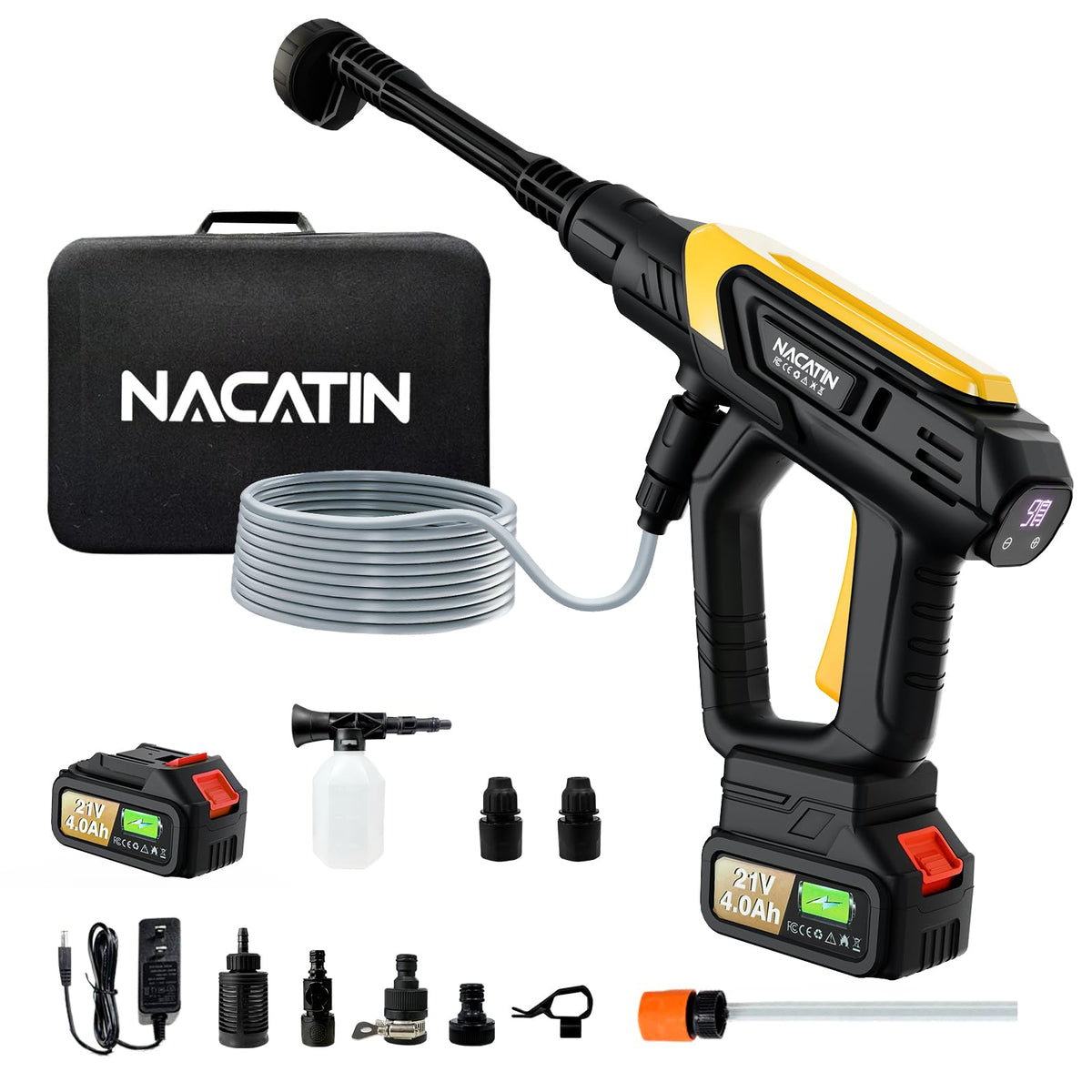 NACATIN 1000PSI cordless washer unit demonstrates portable power for outdoor cleaning