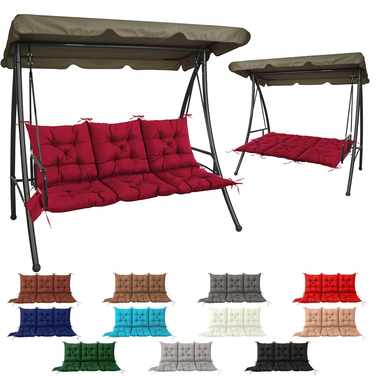 NACATIN 3-seat cushion on a porch swing offering spacious outdoor comfort