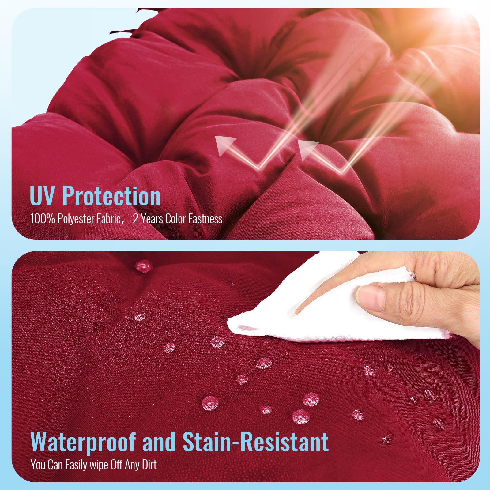 NACATIN soft polyester fiber filling provides plush support outdoors