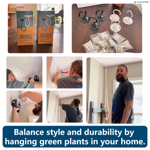 NACETURE heavy-duty ceiling hook with anti-slip coating supports up to 50 lbs