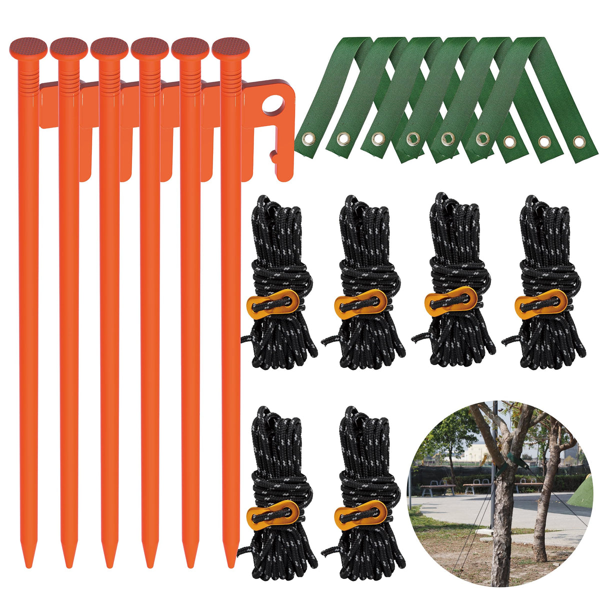 NACETURE tree stakes 6-pack securing young trees for upright growth.