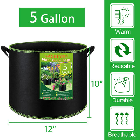 Breathable NACHLYNN fabric grow bag promoting air pruning and drainage.