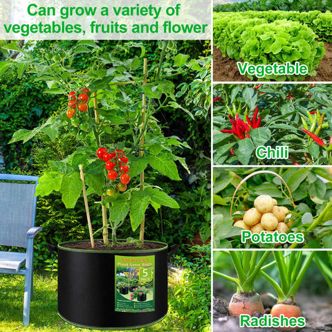NACHLYNN 5-pack grow bags for versatile balcony gardening.